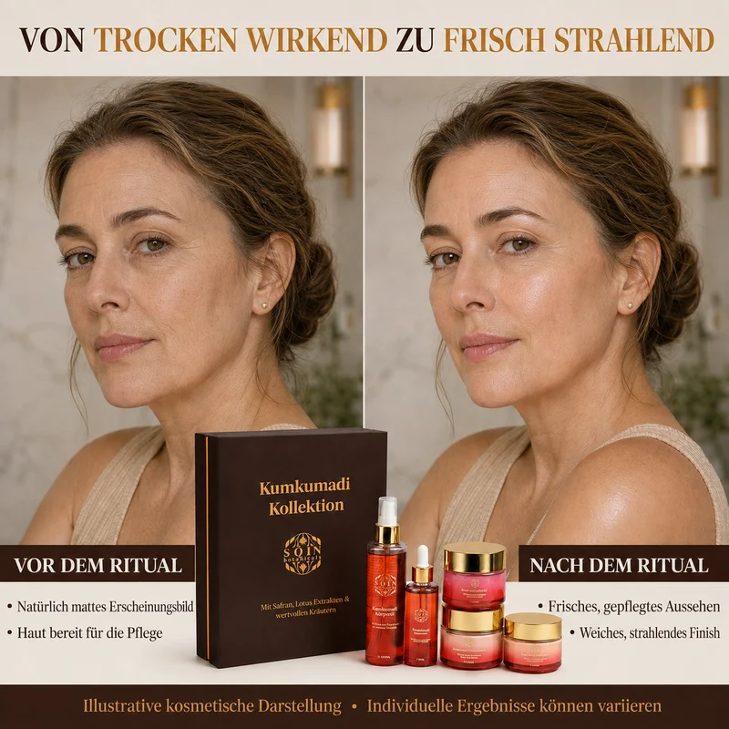 Sqin Botanicals KUMKUMADI Geschenkset, 5-teilig: Gesichtscreme, Nachtgel, Cold Cream und Körperöl (je 100 g) sowie Gesichtsöl (50 ml)