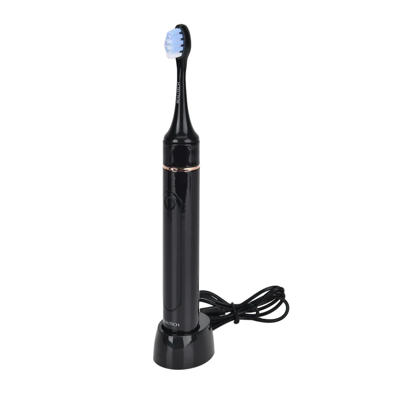 BEAUTECH - Zahnbürste mit rotem und blauem therapeutischem LED-Licht, 5 Modi, 4 zusätzliche Köpfe (2 rot & 2 blaues Licht), Reiseetui, 38000 rpm, weiß