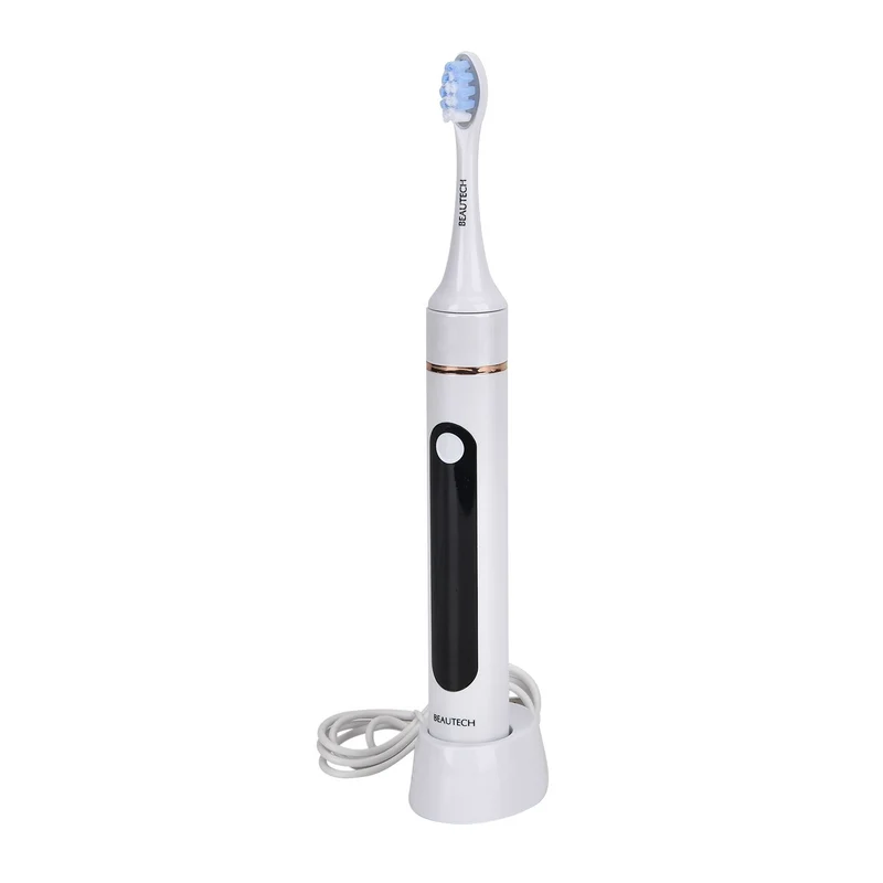 BEAUTECH - Zahnbürste mit rotem und blauem therapeutischem LED-Licht, 5 Modi, 4 zusätzliche Köpfe (2 rot & 2 blaues Licht), Reiseetui, 38000 rpm, weiß