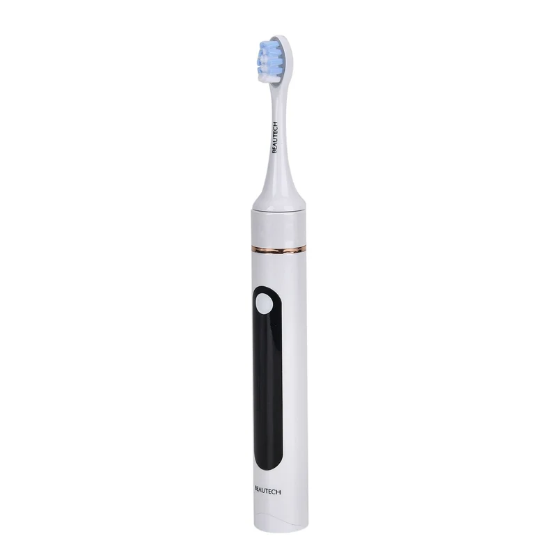 BEAUTECH - Zahnbürste mit rotem und blauem therapeutischem LED-Licht, 5 Modi, 4 zusätzliche Köpfe (2 rot & 2 blaues Licht), Reiseetui, 38000 rpm, weiß
