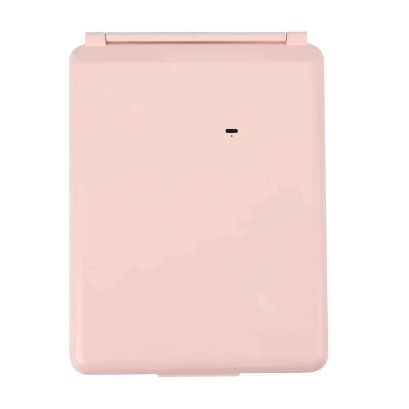 Faltbarer LED-beleuchteter Schminkspiegel, 3 Helligkeitsstufen, Doppelseitige Spiegelflächen, Größe: 26x19x2.3cm, Rosa