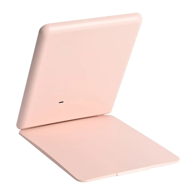 Faltbarer LED-beleuchteter Schminkspiegel, 3 Helligkeitsstufen, Doppelseitige Spiegelflächen, Größe: 26x19x2.3cm, Rosa