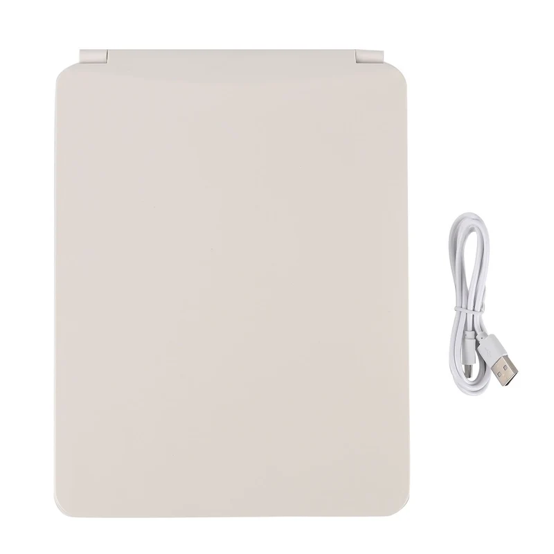 Faltbarer LED-beleuchteter Schminkspiegel, 3 Helligkeitsstufen, Doppelseitige Spiegelflächen, Größe: 26x19x2.3cm, Rosa