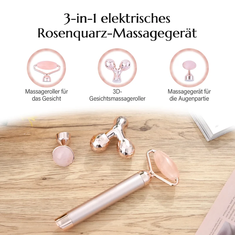 Marmorweiß Gesichtsroller-Massagegerät mit Doppelkopf 2 Kugeln zur Hautstraffung und -festigung, Marmorweiß