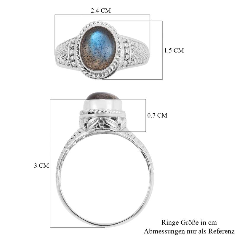 Royal Bali Kollektion - Labradorit Ring, 925 Silber ca. 3,15 ct