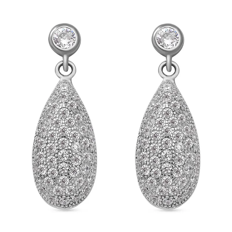 LUSTRO STELLA - weiße Zirkonia-Ohrringe, 925 Silber ca. 1.75 ct