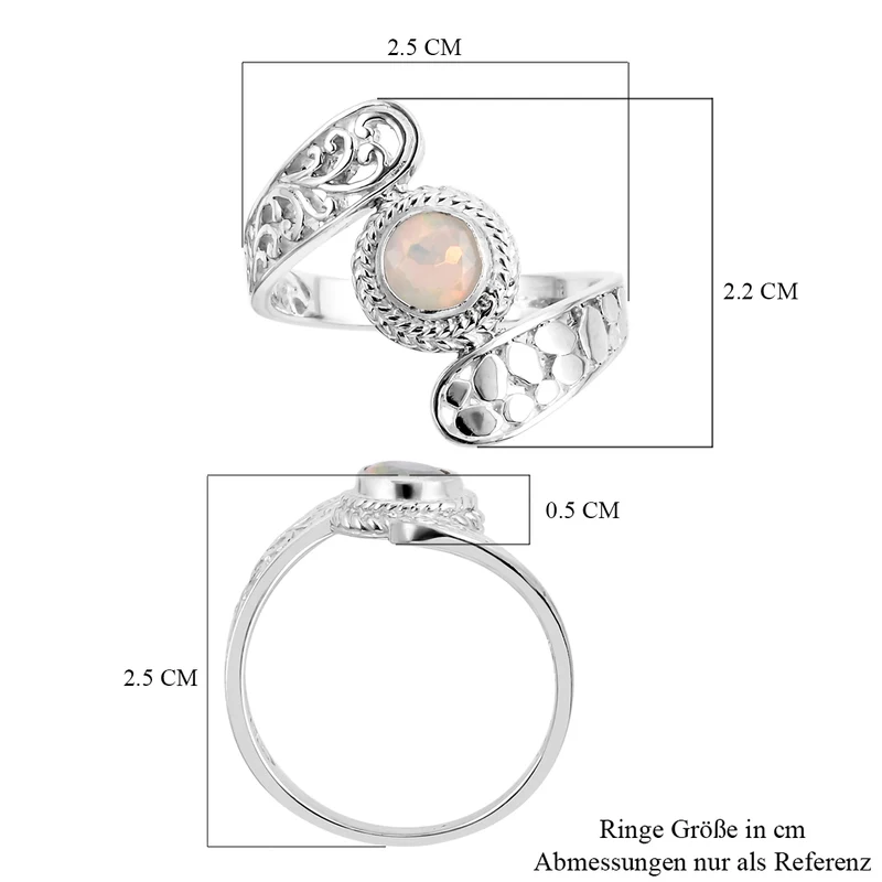 Royal Bali Kollektion - natürlicher, äthiopischer Opal-Ring, 925 Silber ca. 0,60 ct