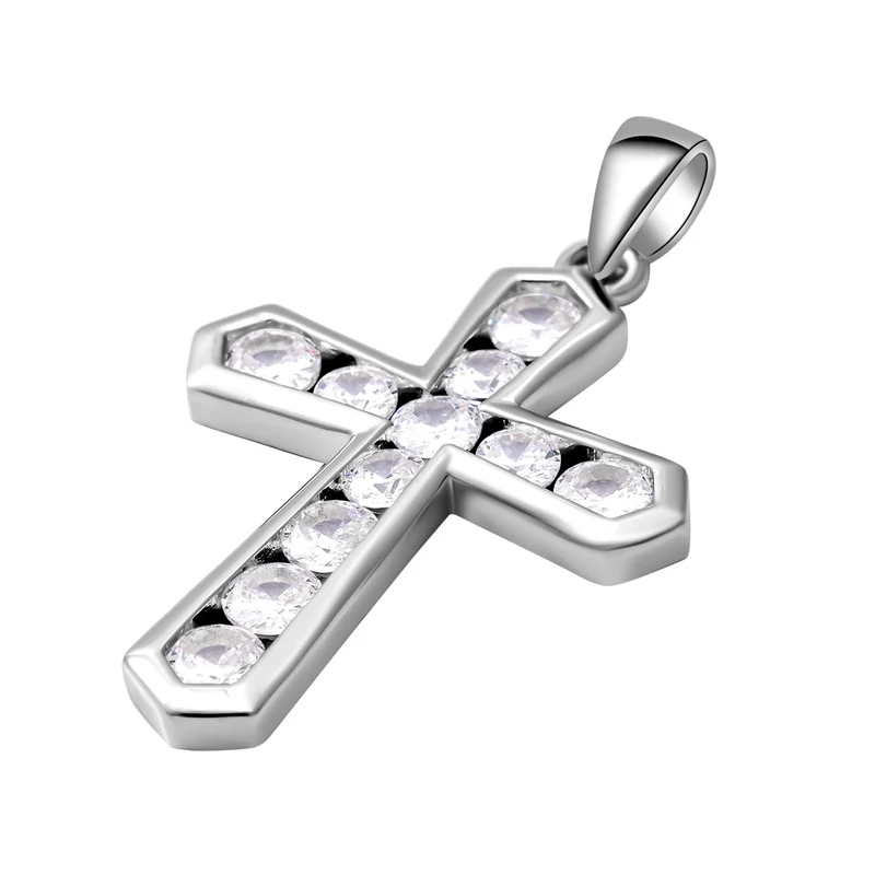 Lustro Stella - Weißer Zirkonia Kreuz-Anhänger, 925 Silber rhodiniert ca. 0,54 ct