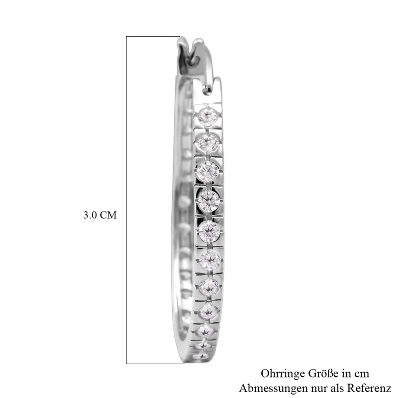 Lustro Stella - weiße Zirkonia-Creolen, 925 Silber rhodiniert ca. 1.26 ct