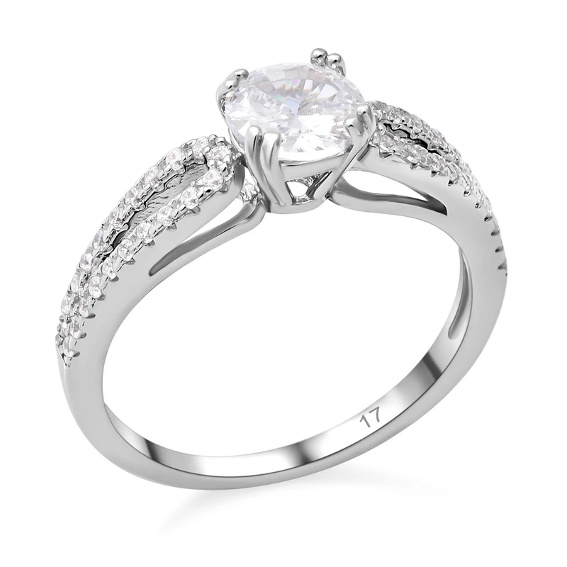 Lustro Stella - Weißer Zirkonia-Ring, 925 Silber rhodiniert ca. 0,90 ct