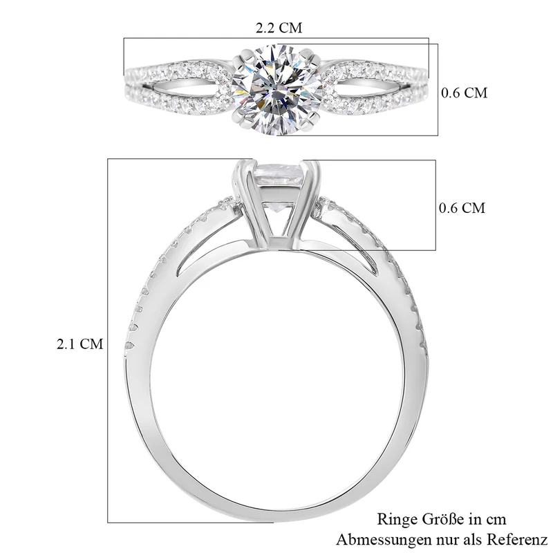 Lustro Stella - Weißer Zirkonia-Ring, 925 Silber rhodiniert ca. 0,90 ct