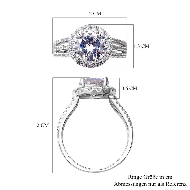 Lustro Stella - Weißer Zirkonia-Ring, 925 Silber rhodiniert ca. 1,52 ct