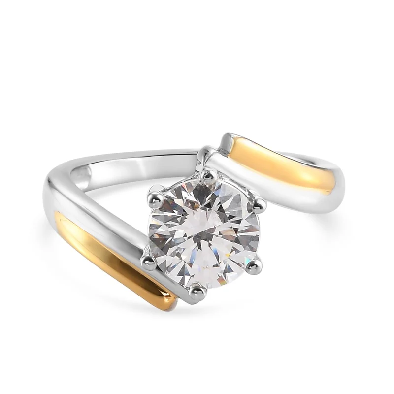LUSTRO STELLA Hergestellt mit Feinster ZIRKONIA Solitär-Ring 925 Silber zweifarbige Überzug