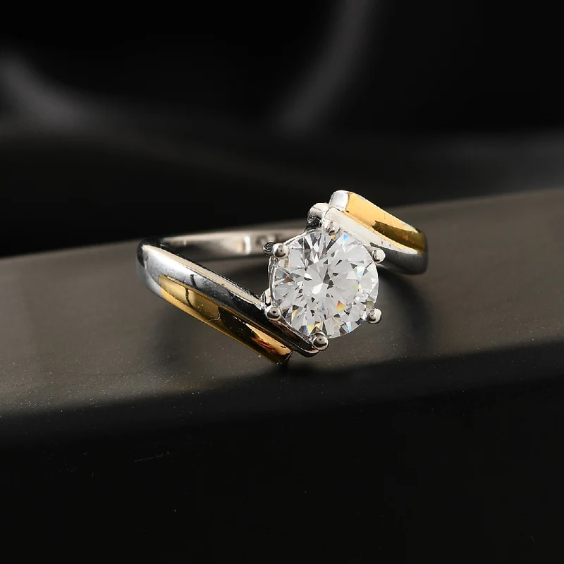 LUSTRO STELLA Hergestellt mit Feinster ZIRKONIA Solitär-Ring 925 Silber zweifarbige Überzug