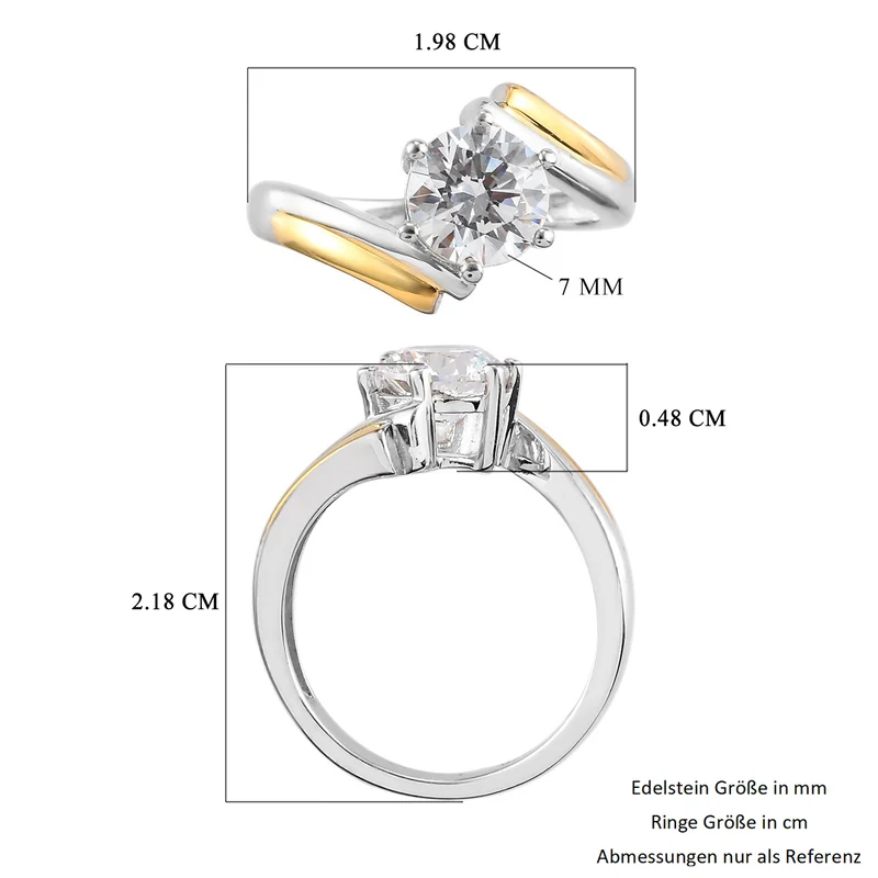 LUSTRO STELLA Hergestellt mit Feinster ZIRKONIA Solitär-Ring 925 Silber zweifarbige Überzug