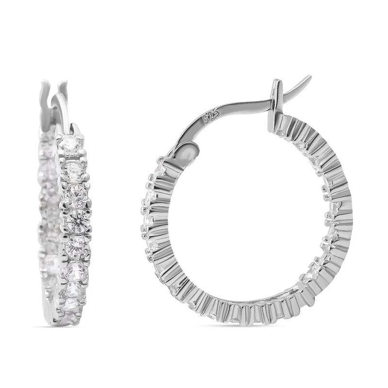 Lustro Stella - Weiße Zirkonia-Creolen, 925 Silber rhodiniert ca. 0.72 ct