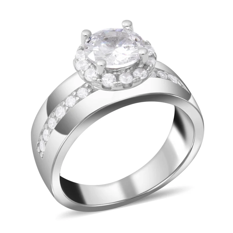 Lustro Stella - Weißer Zirkonia-Ring, 925 Silber rhodiniert ca. 0,86 ct