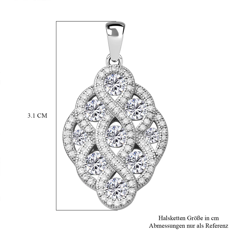 Lustro Stella - Weißer Zirkonia-Anhänger, 925 Silber rhodiniert ca. 1.73 ct