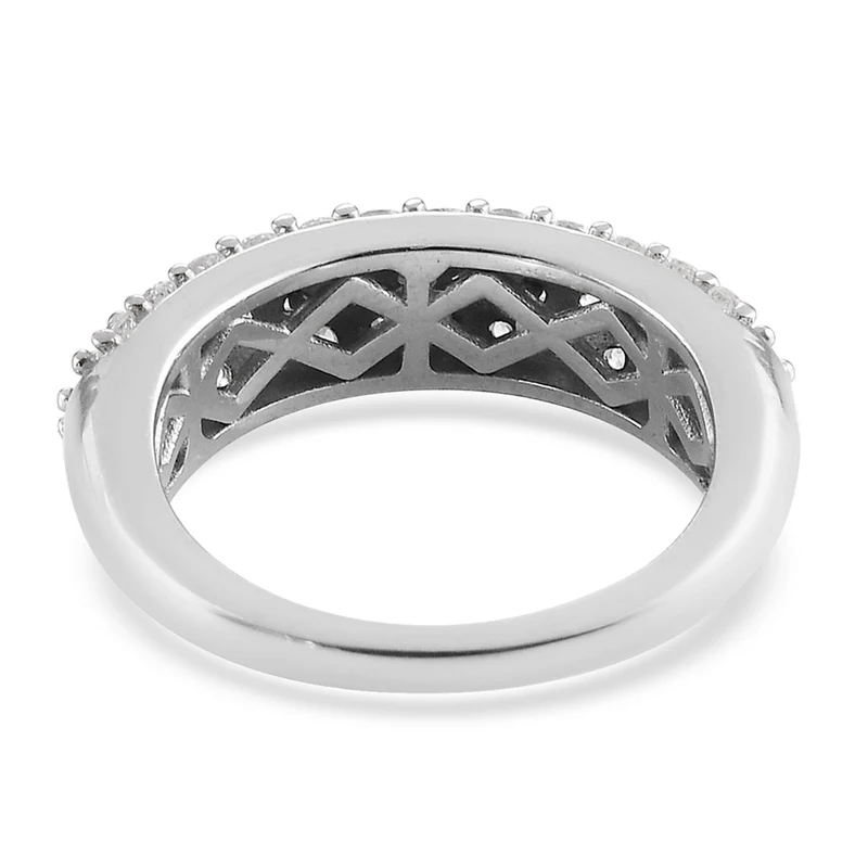 LUSTRO STELLA Hergestellt mit Feinster ZIRKONIA Half Eternity Band Ring 925 Silber platiniert