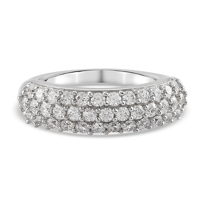 LUSTRO STELLA Hergestellt mit Feinster ZIRKONIA Half Eternity Band Ring 925 Silber platiniert