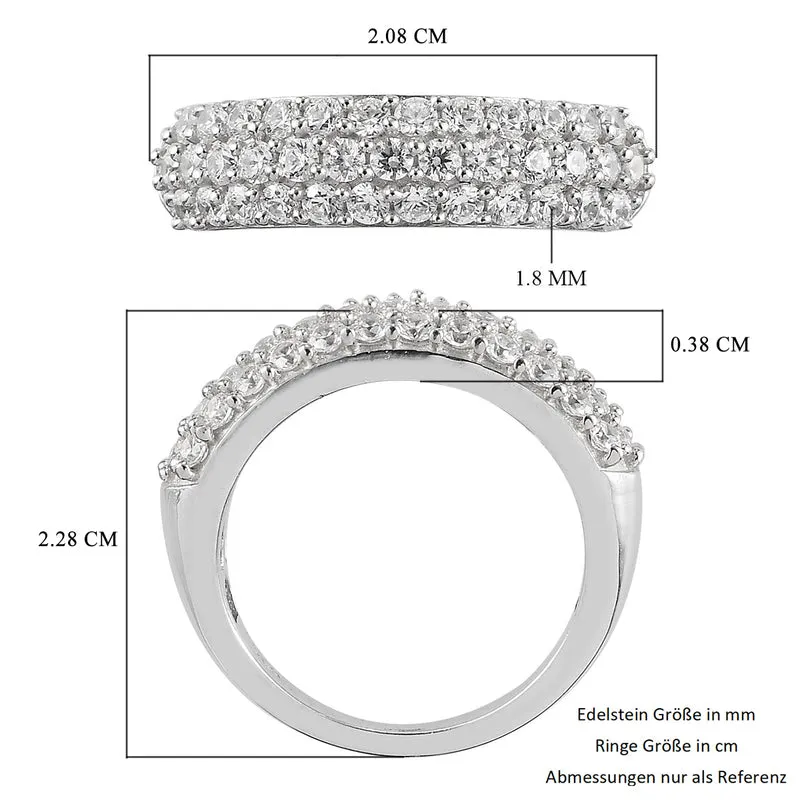 LUSTRO STELLA Hergestellt mit Feinster ZIRKONIA Half Eternity Band Ring 925 Silber platiniert