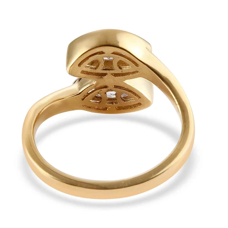 LUSTRO STELLA - feinster Zirkonia Bypass-Ring, 925 Silber Vergoldet ca. 1,65 ct
