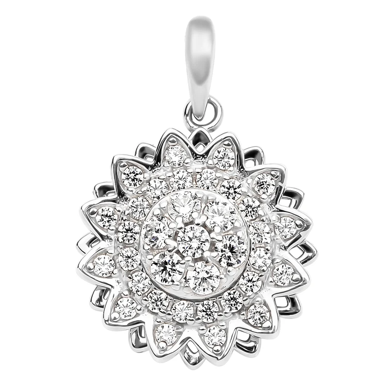 Lustro Stella - Weißer Zirkonia Anhänger, 925 Silber rhodiniert ca. 0.63 ct