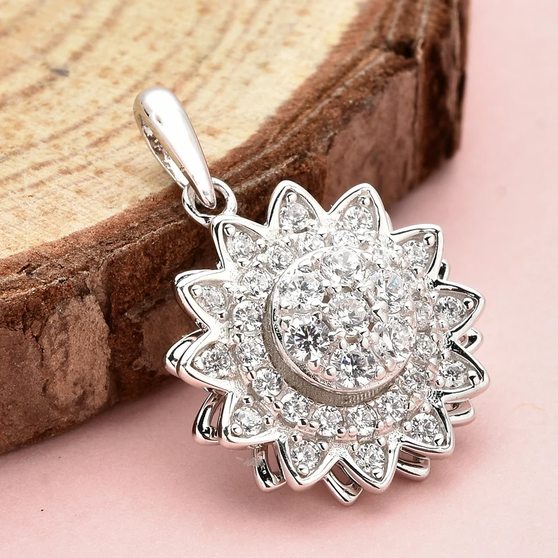 Lustro Stella - Weißer Zirkonia Anhänger, 925 Silber rhodiniert ca. 0.63 ct