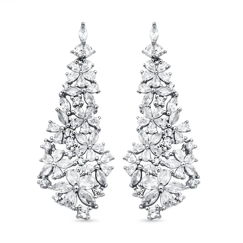 Lustro Stella - weiße Zirkonia-Ohrringe, 925 Silber rhodiniert ca. 15,09 ct
