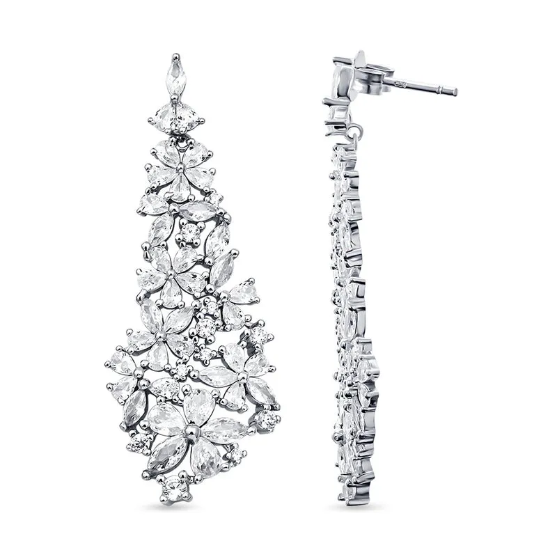 Lustro Stella - weiße Zirkonia-Ohrringe, 925 Silber rhodiniert ca. 15,09 ct