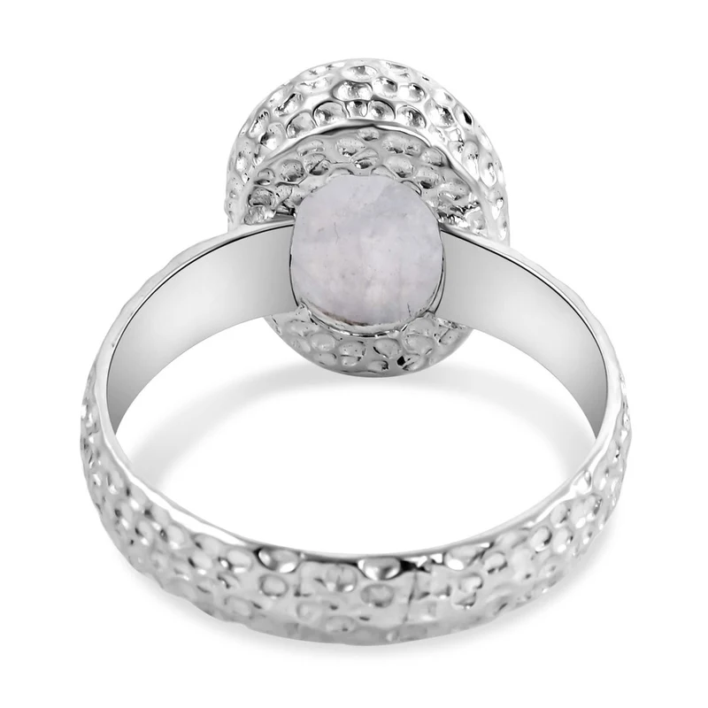 Royal Bali - Regenbogen Mondstein Ring, 925 Silber ca. 6.01 ct