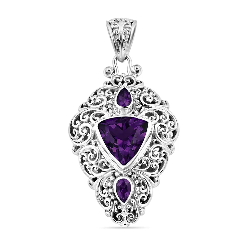 Royal Bali - Afrikanischer Amethyst Anhänger, 925 Silber, ca. 3.75 ct