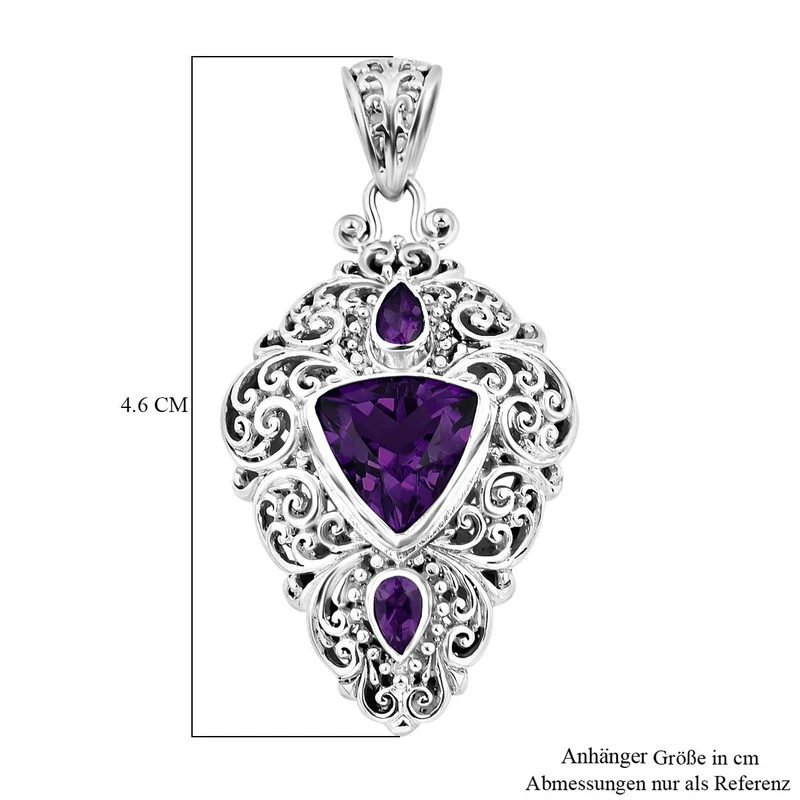 Royal Bali - Afrikanischer Amethyst Anhänger, 925 Silber, ca. 3.75 ct