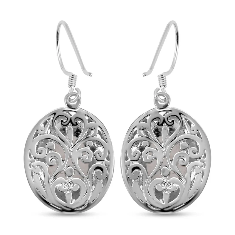 Royal Bali - Regenbogen Mondstein-Ohrringe, 925 Silber ca. 13,56 ct