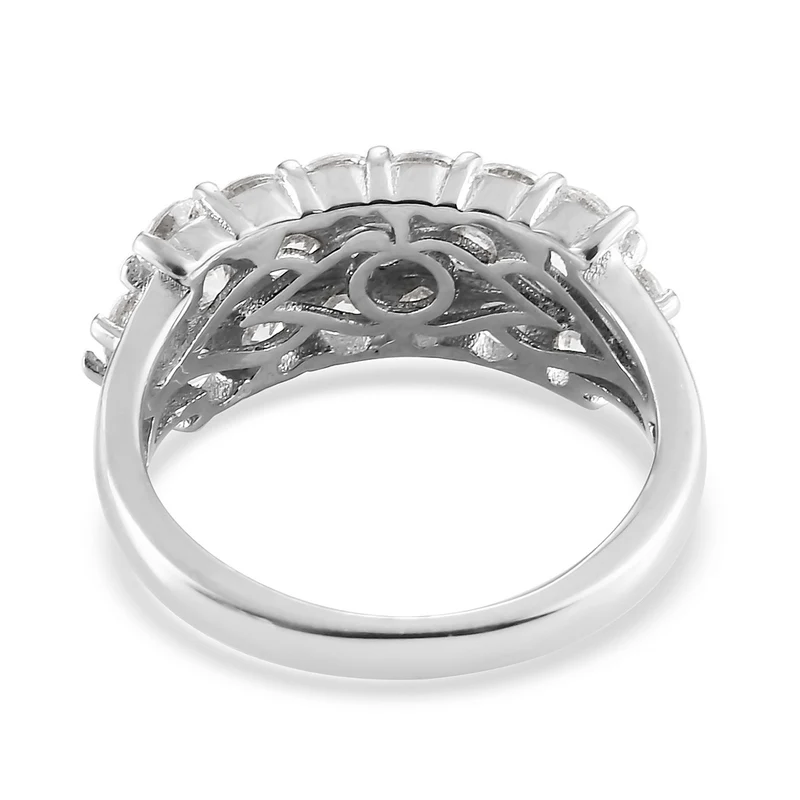 LUSTRO STELLA Hergestellt mit Feinster ZIRKONIA Cluster-Ring 925 Silber platiniert