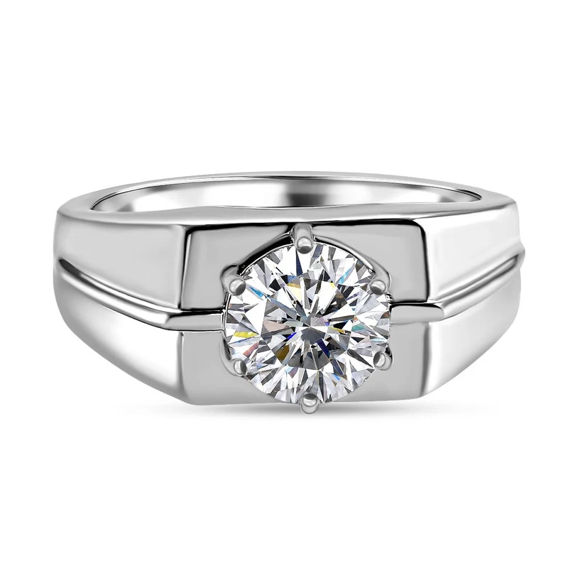 LUSTRO STELLA Hergestellt mit Feinster ZIRKONIA Herren Ring 925 Silber platiniert