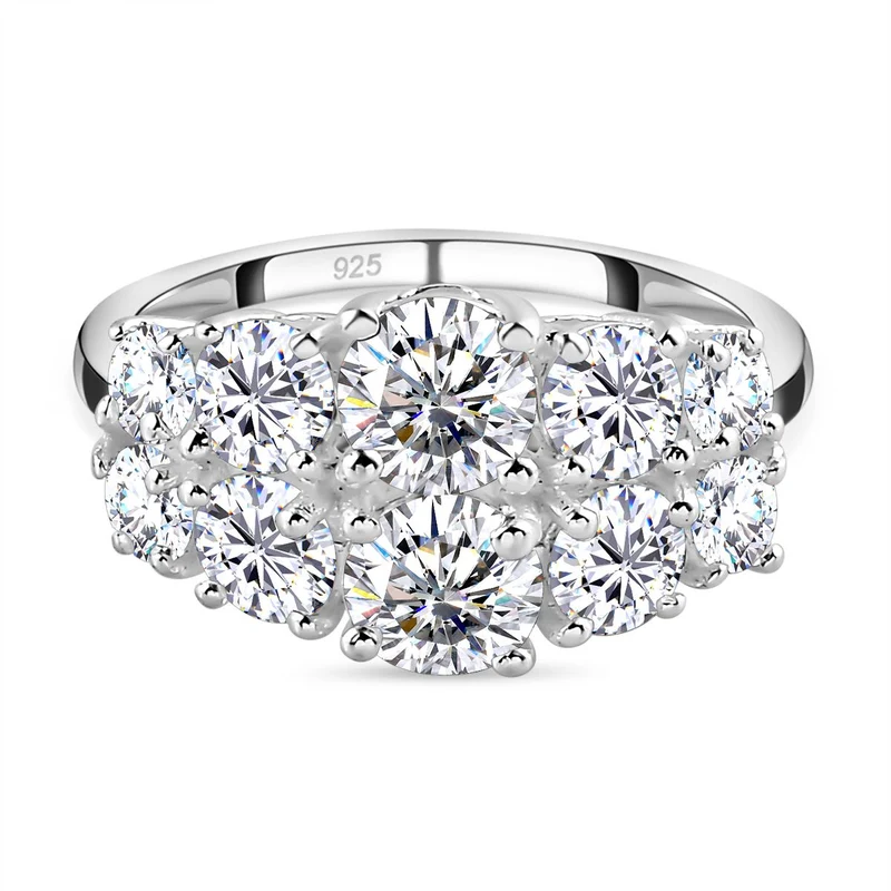 Lustro Stella - Weißer Zirkonia-Ring, 925 Silber ca. 3.91 ct