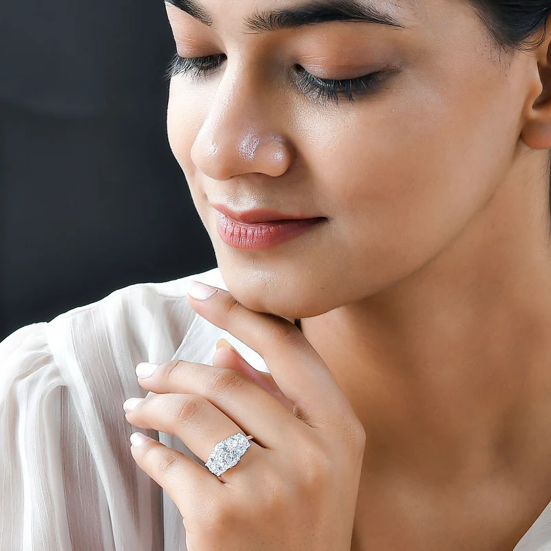 Lustro Stella - Weißer Zirkonia-Ring, 925 Silber ca. 3.91 ct