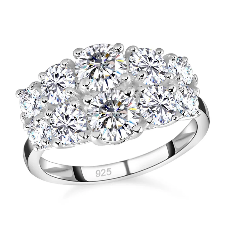 Lustro Stella - Weißer Zirkonia-Ring, 925 Silber ca. 3.91 ct