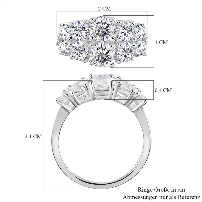 Lustro Stella - Weißer Zirkonia-Ring, 925 Silber ca. 3.91 ct