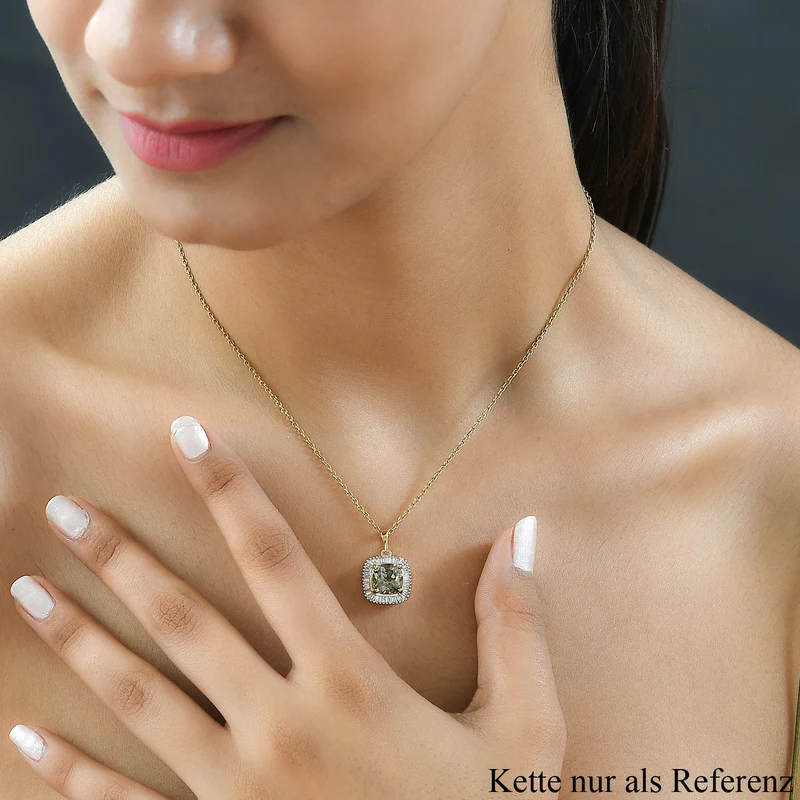 ILIANA AAA Turkizit und weißer Diamant SI G-H Anhänger, 750 Gelbgold ca. 2.66 ct