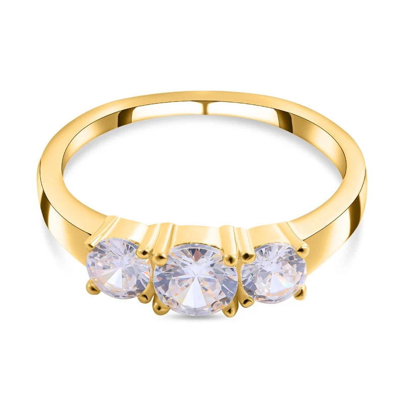 Lustro Stella - Weißer Zirkonia-Ring, 925 Silber vergoldet ca. 1,75 ct