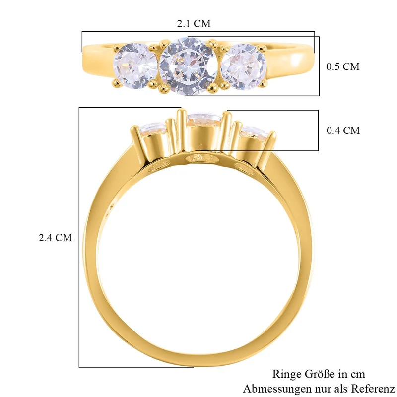 Lustro Stella - Weißer Zirkonia-Ring, 925 Silber vergoldet ca. 1,75 ct