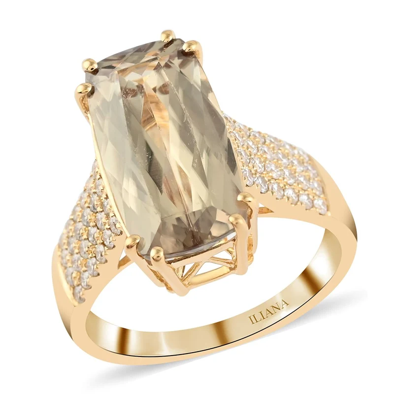 ILIANA - AAA Turkizit und weißer Diamant-Ring, zertifiziert und geprüft, 750 Gold ca. 6.13 ct