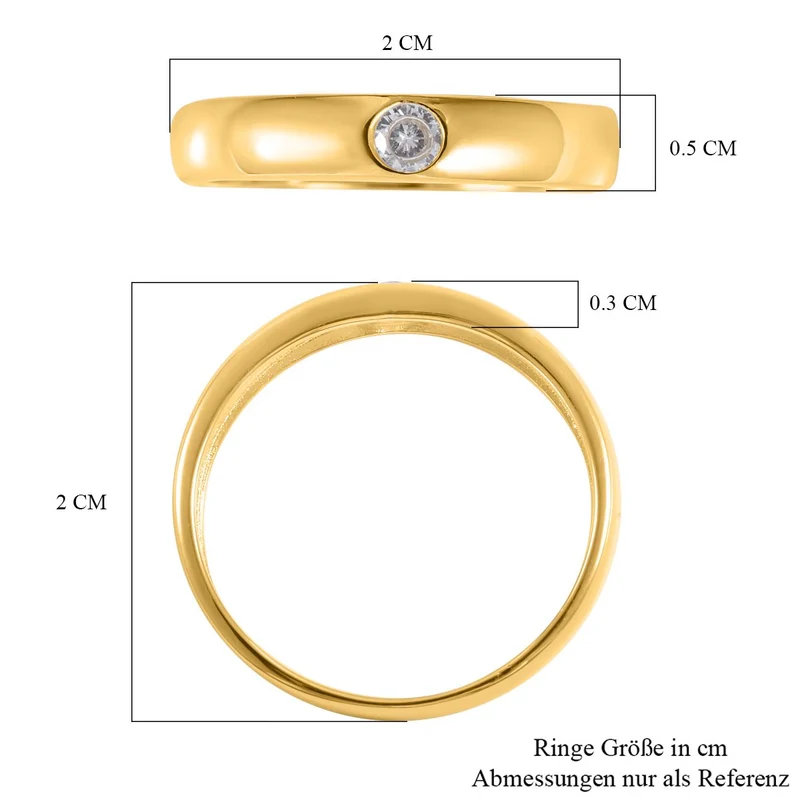 Lustro Stella - Weißer Zirkonia-Ring, 925 Silber vergoldet ca. 0,30 ct
