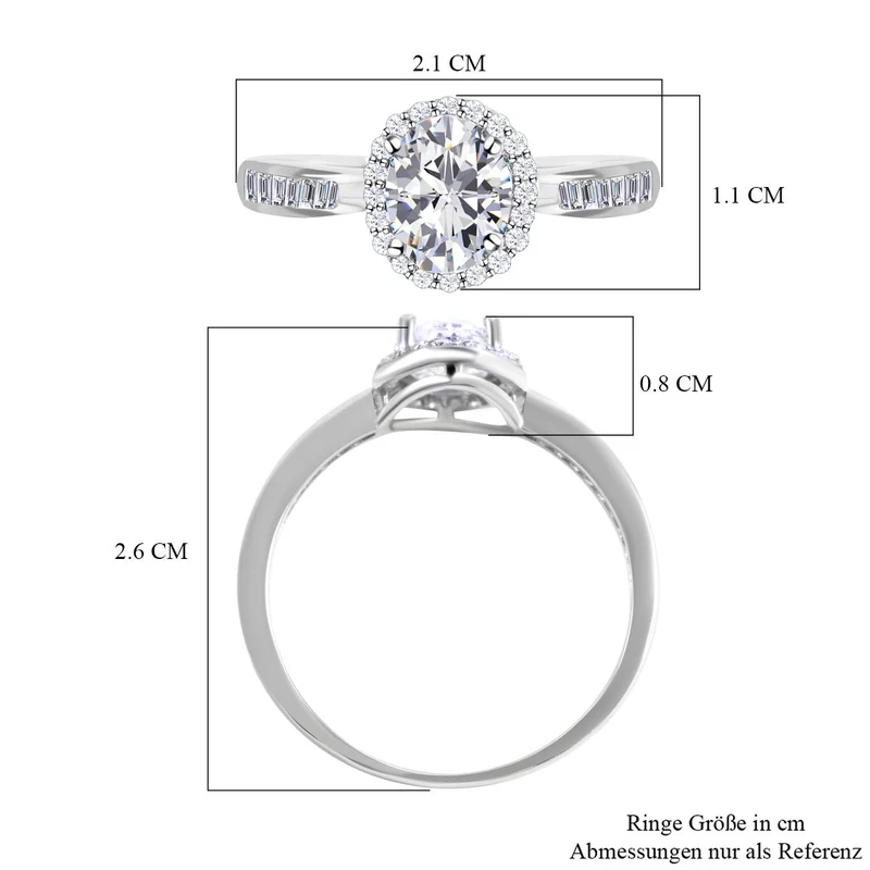 Lustro Stella - Weißer Zirkonia-Ring, 925 Silber rhodiniert ca. 0.91 ct
