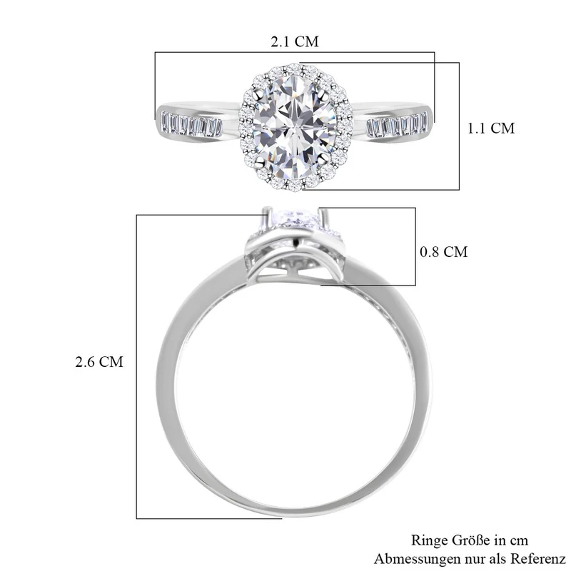 Lustro Stella - Weißer Zirkonia-Ring, 925 Silber rhodiniert ca. 0.91 ct