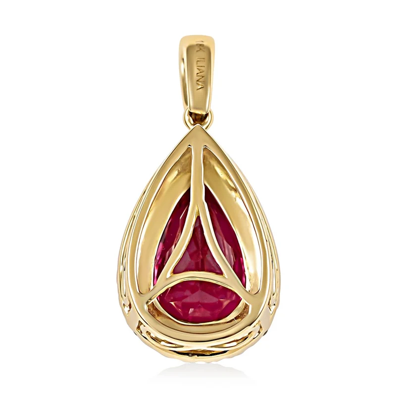 Iliana - AAA Rubellit und weißer Diamant-Anhänger, 750 Gold ca. 2.70 ct