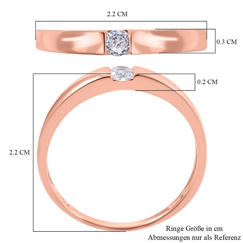 Lustro Stella - Weißer Zirkonia-Ring, 925 Silber rosévergoldet ca. 0,25 ct