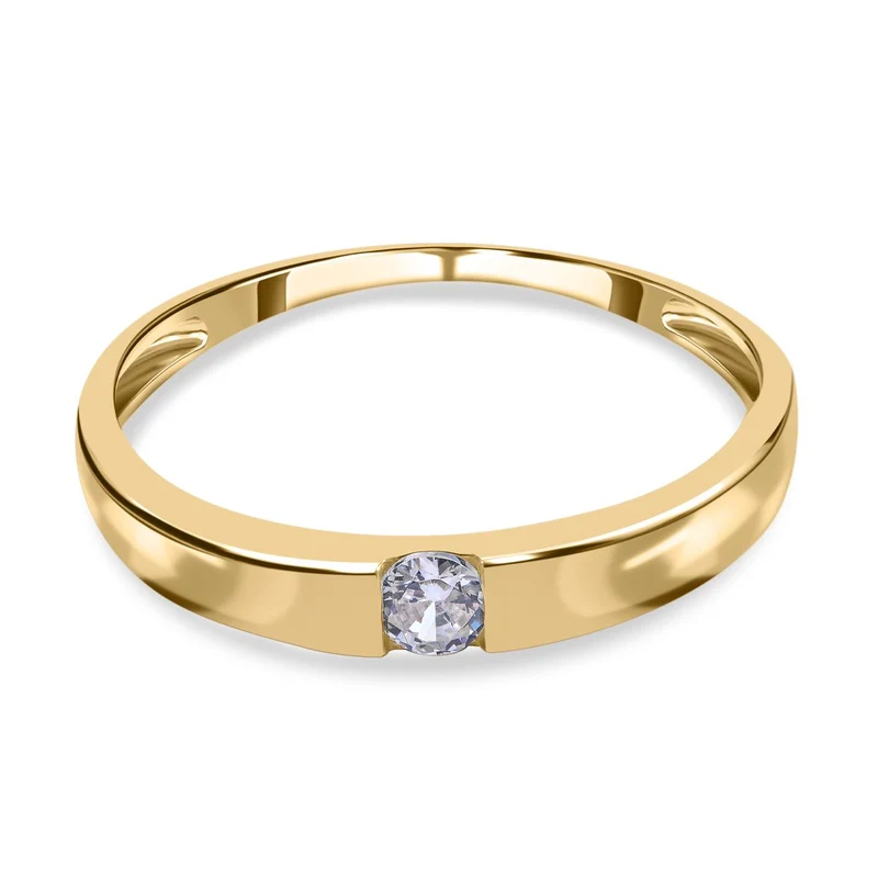 Lustro Stella - Weißer Zirkonia-Ring, 925 Silber vergoldet ca. 0,25 ct